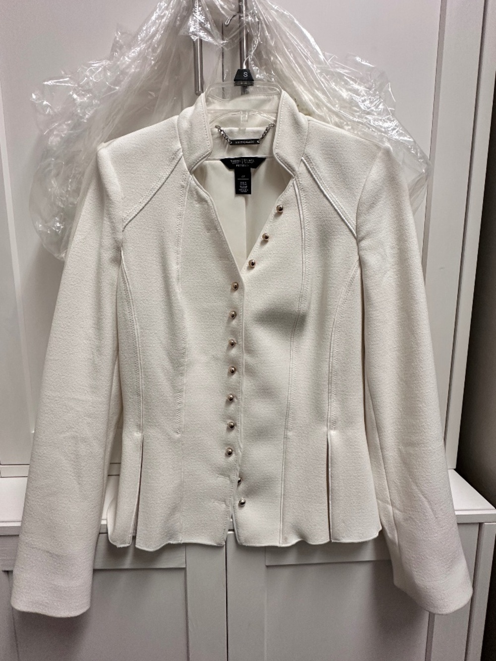 Ivory Tailored Blazer with Gold‑Tone Pearl Buttons